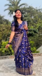 Deluxe Premium Quality Japani Silk Skin Print Saree with Blouse Piece | ডেলুক্স প্রিমিয়াম কোয়ালিটি আধুনিক সিল্ক শাড়ি । MNK SHOP - Image 3