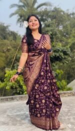 Deluxe Premium Quality Japani Silk Skin Print Saree with Blouse Piece | ডেলুক্স প্রিমিয়াম কোয়ালিটি আধুনিক সিল্ক শাড়ি । MNK SHOP - Image 4