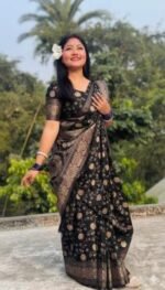 Vibrant Fancy Style Japani Silk Skin Print Saree with Blouse Piece | চমৎকার ফ্যান্সি স্টাইল সুন্দর জাপানি শাড়ি । MNK SHOP - Image 7