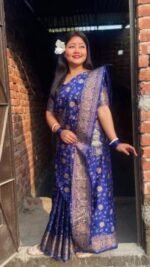 Vibrant Fancy Style Japani Silk Skin Print Saree with Blouse Piece | চমৎকার ফ্যান্সি স্টাইল সুন্দর জাপানি শাড়ি । MNK SHOP - Image 5
