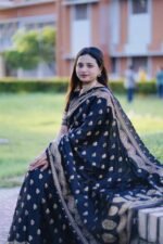 Elegant Wedding Collection Japani Silk Skin Print Saree with Blouse Piece Wear | অভিজাত ওয়েডিং কালেকশন সুন্দর স্কিন প্রিন্ট ওয়্যার । MNK SHOP - Image 2