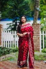 Lightweight Easy Drape Japani Silk Skin Print Saree with Blouse Piece Wear | হালকা ও আরামদায়ক মেয়েদের জাপানি শাড়ি ওয়্যার । MNK SHOP - Image 2
