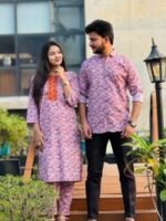 Indian Designer Premium Shirt Three Piece Couple Set | ইন্ডিয়ান ডিজাইনার প্রিমিয়াম কাপল পোশাক । MNK SHOP - Image 4