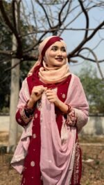 Elegant Lace Detail Soft Jorjet With sequence embroidery Three Piece | অভিজাত লেস ওয়ার্ক ট্রেন্ডি থ্রি পিস । MNK SHOP - Image 2