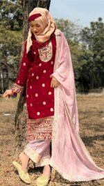 Elegant Lace Detail Soft Jorjet With sequence embroidery Three Piece | অভিজাত লেস ওয়ার্ক ট্রেন্ডি থ্রি পিস । MNK SHOP - Image 4