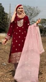 Exclusive Digital Print Soft Jorjet With sequence embroidery Three Piece | এক্সক্লুসিভ ডিজিটাল প্রিন্ট স্টাইলিশ জর্জেট থ্রি পিস । MNK SHOP