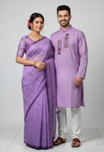Elegant Festival Wear Premium Saree Panjabi Couple Dress | অভিজাত উৎসব কালেকশন ট্রেন্ডি কাপল সেট । MNK SHOP