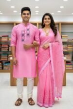 Royal Heritage Style Premium Saree Panjabi Couple Dress | রয়েল হেরিটেজ স্টাইল ফ্যাশনেবল কাপল পোশাক । MNK SHOP - Image 5