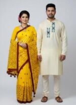 Royal Heritage Style Premium Saree Panjabi Couple Dress | রয়েল হেরিটেজ স্টাইল ফ্যাশনেবল কাপল পোশাক । MNK SHOP - Image 7