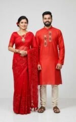 Royal Heritage Style Premium Saree Panjabi Couple Dress | রয়েল হেরিটেজ স্টাইল ফ্যাশনেবল কাপল পোশাক । MNK SHOP - Image 9