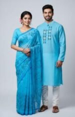 Royal Heritage Style Premium Saree Panjabi Couple Dress | রয়েল হেরিটেজ স্টাইল ফ্যাশনেবল কাপল পোশাক । MNK SHOP - Image 10