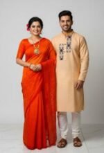 Royal Heritage Style Premium Saree Panjabi Couple Dress | রয়েল হেরিটেজ স্টাইল ফ্যাশনেবল কাপল পোশাক । MNK SHOP - Image 11