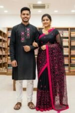 Royal Heritage Style Premium Saree Panjabi Couple Dress | রয়েল হেরিটেজ স্টাইল ফ্যাশনেবল কাপল পোশাক । MNK SHOP - Image 15
