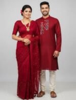 Royal Heritage Style Premium Saree Panjabi Couple Dress | রয়েল হেরিটেজ স্টাইল ফ্যাশনেবল কাপল পোশাক । MNK SHOP - Image 16