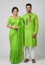 Royal Heritage Style Premium Saree Panjabi Couple Dress | রয়েল হেরিটেজ স্টাইল ফ্যাশনেবল কাপল পোশাক । MNK SHOP