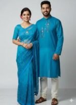 Royal Heritage Style Premium Saree Panjabi Couple Dress | রয়েল হেরিটেজ স্টাইল ফ্যাশনেবল কাপল পোশাক । MNK SHOP - Image 2