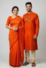 Royal Heritage Style Premium Saree Panjabi Couple Dress | রয়েল হেরিটেজ স্টাইল ফ্যাশনেবল কাপল পোশাক । MNK SHOP - Image 3