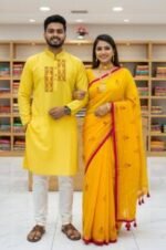 Royal Heritage Style Premium Saree Panjabi Couple Dress | রয়েল হেরিটেজ স্টাইল ফ্যাশনেবল কাপল পোশাক । MNK SHOP - Image 4