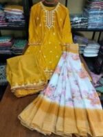 Vibrant Floral Motif Readymade Embroidery Cotton Three Piece | চমৎকার ফ্লোরাল মোটিফ মেয়েদের রেডিমেড থ্রি পিস । MNK SHOP