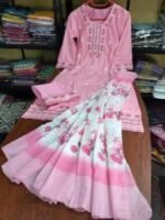 Vibrant Floral Motif Readymade Embroidery Cotton Three Piece | চমৎকার ফ্লোরাল মোটিফ মেয়েদের রেডিমেড থ্রি পিস । MNK SHOP - Image 3