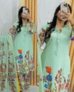 Premium Indian Designer Digital Print Three Piece | ইন্ডিয়ান ডিজাইনার প্রিমিয়াম থ্রি পিস । MNK SHOP - Image 3
