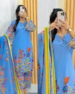 Premium Indian Designer Digital Print Three Piece | ইন্ডিয়ান ডিজাইনার প্রিমিয়াম থ্রি পিস । MNK SHOP