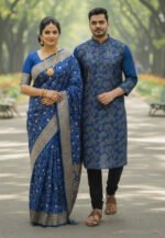 Modern Slim Fit Saree Panjabi Couple Dress | আধুনিক স্লিম ফিট ট্রেন্ডি কাপল সেট । MNK SHOP - Image 6