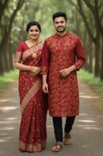 Premium Handcrafted Work Saree Panjabi Couple Dress | হাতের কাজ প্রিমিয়াম কাপল ড্রেস । MNK SHOP - Image 5