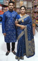 Royal Heritage Style Saree Panjabi Couple Dress | রয়েল হেরিটেজ স্টাইল কাপল পোশাক । MNK SHOP - Image 4