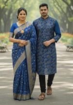 Premium Handcrafted Work Saree Panjabi Couple Dress | হাতের কাজ প্রিমিয়াম কাপল ড্রেস । MNK SHOP - Image 5