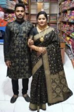 Premium Handcrafted Work Saree Panjabi Couple Dress | হাতের কাজ প্রিমিয়াম কাপল ড্রেস । MNK SHOP - Image 3