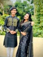 Premium Handcrafted Work Saree Panjabi Couple Dress | হাতের কাজ প্রিমিয়াম কাপল ড্রেস । MNK SHOP - Image 6