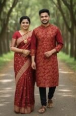 Premium Handcrafted Work Saree Panjabi Couple Dress | হাতের কাজ প্রিমিয়াম কাপল ড্রেস । MNK SHOP - Image 9