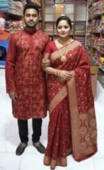 Premium Handcrafted Work Saree Panjabi Couple Dress | হাতের কাজ প্রিমিয়াম কাপল ড্রেস । MNK SHOP - Image 11
