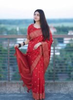 Deluxe Premium Quality Japani Silk Saree with Blouse Piece Wear | ডেলুক্স প্রিমিয়াম কোয়ালিটি শাড়ির নতুন ডিজাইন ওয়্যার । MNK SHOP - Image 6
