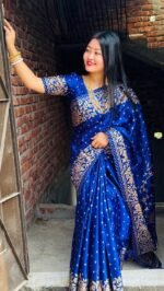 Gorgeous Katan Border Japani Silk Saree with Blouse Piece | গর্জিয়াস কাতান পাড় সুন্দর শাড়ি । MNK SHOP - Image 4