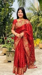 Deluxe Premium Quality Japani Silk Saree with Blouse Piece | ডেলুক্স প্রিমিয়াম কোয়ালিটি উৎসবের শাড়ি । MNK SHOP