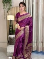 Rich Benaroshi Texture Japani Silk Saree with Blouse Piece | অভিজাত বেনারসী টেক্সচার ট্রেন্ডি শাড়ি । MNK SHOP - Image 12