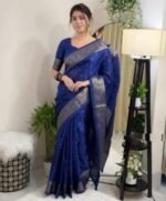 Rich Benaroshi Texture Japani Silk Saree with Blouse Piece | অভিজাত বেনারসী টেক্সচার ট্রেন্ডি শাড়ি । MNK SHOP - Image 13