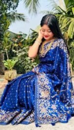 Rich Benaroshi Texture Japani Silk Saree with Blouse Piece | অভিজাত বেনারসী টেক্সচার ট্রেন্ডি শাড়ি । MNK SHOP - Image 18