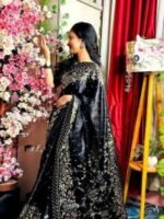 Rich Benaroshi Texture Japani Silk Saree with Blouse Piece | অভিজাত বেনারসী টেক্সচার ট্রেন্ডি শাড়ি । MNK SHOP - Image 19