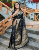 Designer Match Japani Silk Saree with Blouse Piece Wear | ডিজাইনার ব্লাউজ ম্যাচিং সুন্দর সিল্ক ওয়্যার । MNK SHOP - Image 5