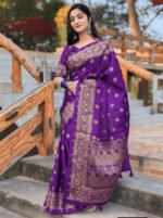 Designer Match Japani Silk Saree with Blouse Piece Wear | ডিজাইনার ব্লাউজ ম্যাচিং সুন্দর সিল্ক ওয়্যার । MNK SHOP - Image 2