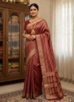 Rich Benaroshi Texture Japani Silk Saree with Blouse Piece Outfit | অভিজাত বেনারসী টেক্সচার স্টাইলিশ শাড়ি আউটফিট । MNK SHOP - Image 16