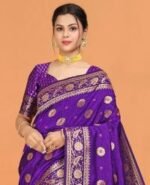 Rich Benaroshi Texture Japani Silk Saree with Blouse Piece Outfit | অভিজাত বেনারসী টেক্সচার স্টাইলিশ শাড়ি আউটফিট । MNK SHOP - Image 17
