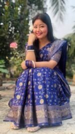 Rich Benaroshi Texture Japani Silk Saree with Blouse Piece Outfit | অভিজাত বেনারসী টেক্সচার স্টাইলিশ শাড়ি আউটফিট । MNK SHOP - Image 8