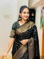 Rich Benaroshi Texture Japani Silk Saree with Blouse Piece Outfit | অভিজাত বেনারসী টেক্সচার স্টাইলিশ শাড়ি আউটফিট । MNK SHOP - Image 5