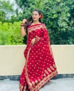 Deluxe Premium Quality Japani Silk Saree with Blouse Piece Outfit | ডেলুক্স প্রিমিয়াম কোয়ালিটি উৎসবের ফ্যাশন আউটফিট । MNK SHOP - Image 3