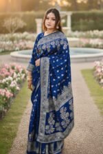 Royal Party Wear Japani Silk Saree with Blouse Piece Outfit | রয়েল পার্টি ওয়্যার আকর্ষণীয় ডিজাইন আউটফিট । MNK SHOP - Image 5