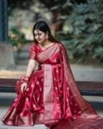 Rich Benaroshi Texture Japani Silk Saree with Blouse Piece Attire | অভিজাত বেনারসী টেক্সচার সুন্দর সিল্ক কালেকশন পোশাক । MNK SHOP - Image 2